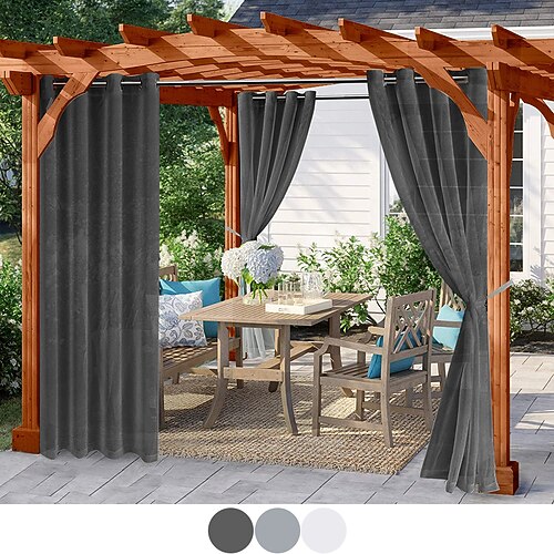 

Rideaux semi-transparents imperméables blanc intérieur extérieur pour mariage patio rideau à œillets pour chambre de mariage, salon, porche, pergola, cabanon, 1 panneau