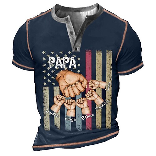 

Per uomo Camicia Henley Magliette Pop art braccia Bandiera Henley Abbigliamento Stampa 3D Esterno Informale Manica corta Collage Bottone giù Di tendenza Originale Maglietta di papà