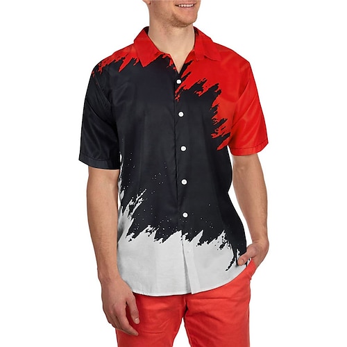 

Hombre Camisa camisa hawaiana Bloque de color Estampados Cuello Vuelto Rojo Azul Piscina Calle Casual Mangas cortas Abotonar Estampado Ropa Tropical Deportes Ropa de calle Design