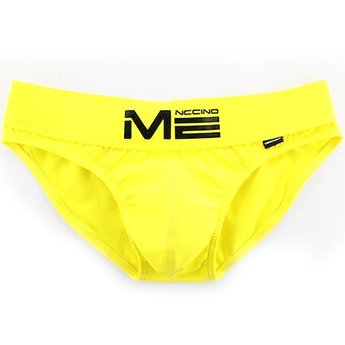 Herren 3 Stück / Packung Slip Unterhosen 95% Baumwolle Waschbar Komfortabel Buchstabe Tiefe Hüfthöhe Gelb Meeresblau