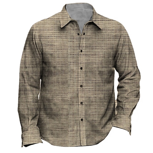 

Hombre Camisa Plaid Estampados Cuello Vuelto Azul Piscina Verde Trébol Caqui Gris Exterior Calle Manga Larga Abotonar Estampado Ropa Moda Ropa de calle Design Suave