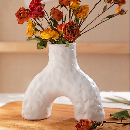 

Vase d'art en forme spéciale blanc ornement résine arrangement de fleurs simple 1pc