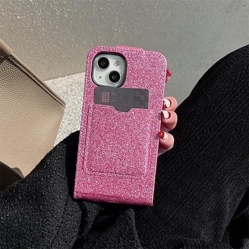 

telefon Etui Til Apple Flip Case iPhone 14 13 12 11 Plus Pro Max Flipp Helkroppsbeskyttende Glitter Glitter TPU PU lær