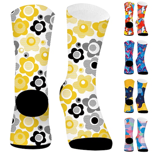 

Hombre Mujer Calcetines Calcetines de compresión Calcetines Ciclismo Calcetines divertidos Calcetines Innovadores Bicicleta / Ciclismo Transpirable Diseño Anatómico Listo para vestir 1 Par Geométrico