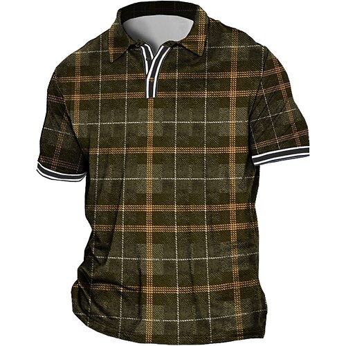 

Per uomo Plus Size POLO Grande e alto A quadri Collo ripiegabile Manica corta Primavera estate Sportivo Di tendenza Streetwear Originale Esterno Strada Top