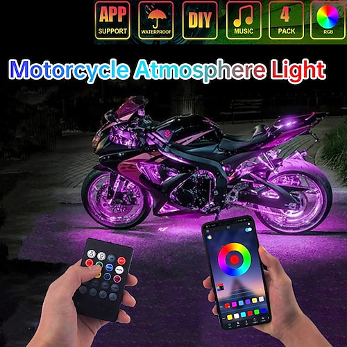 

otolampara 60w rgb led moto lumière d'ambiance télécommande application contrôle flexible étanche contrôle du son 12v moto bande de lampe décorative