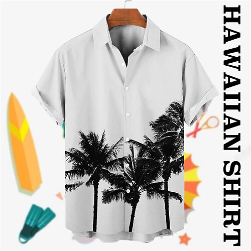 

Homme Chemise Chemise hawaïenne Cocotier Imprimés Photos Col rabattu Blanche Jaune Vin bleu marine Bleu du quotidien Vacances Manches courtes Bouton bas Imprimer Vêtement Tenue Tropique Mode Vêtement