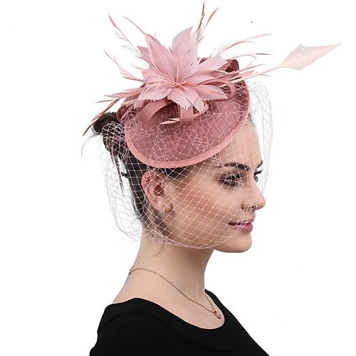 

Fascinatoren Polyester Hochzeit Tee-Party Kentucky Derby Pferderennen Damentag Vintage Retro Handgemacht Mit Feder Tüll Kopfschmuck Kopfbedeckung