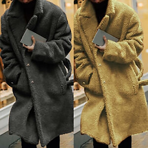 

Per uomo Cappotto invernale Giacca in pile Attività commerciale Informale Inverno Autunno Vello Antivento Tenere al caldo Capispalla Abbigliamento Streetwear Moda non-stampa Colore puro Tasche Bavero