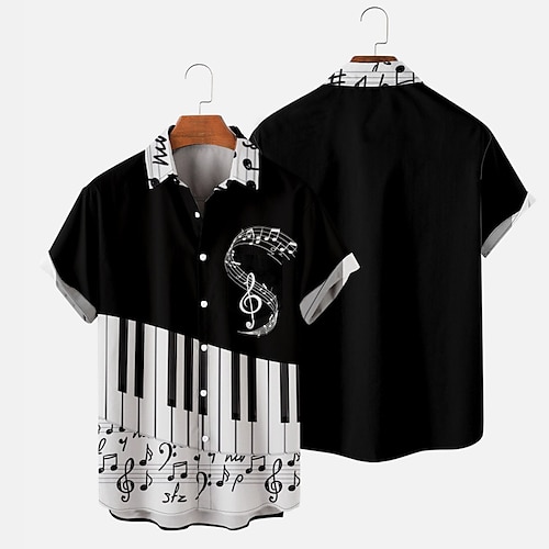 

Homens Camisa Social Camisa havaiana Estampas Abstratas Pano Keys Aberto para a Lateral Preto / Branco Preto / Cinzento Preto Rua Casual Manga Curta Botão para baixo Imprimir Roupa Tropical Moda