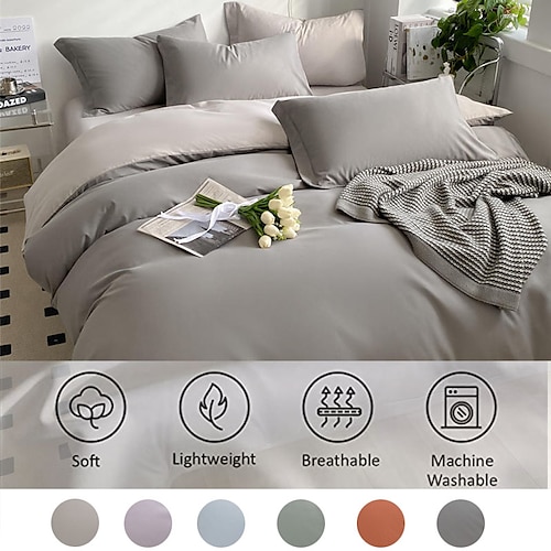 

Couleur unie lavage ponçage housse de couette ensemble de literie luxe doux microfibre housse de couette reine taille 4 pièces ensemble de literie 1 housse de couette 1 drap de lit 2 taies