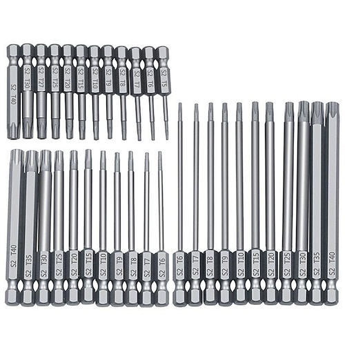 

11 Stück 50/75/100 mm 1/4 Zoll 6,35 mm Sechskant-Magnet-Hohl-Torx-Schraubendreher Schraubendreher-Bohrer-Set T6 - T40 Werkzeug