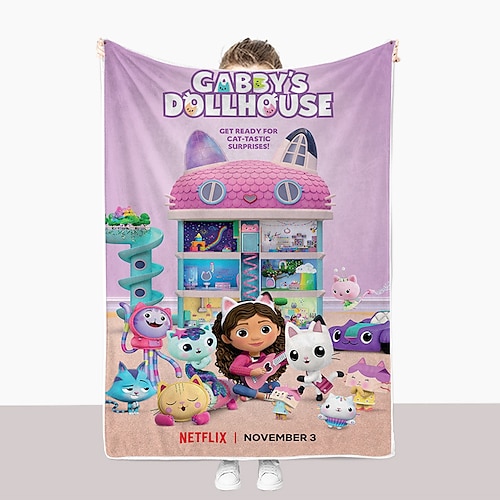 

Couverture en flanelle amazon gabby's dollhouse anime couverture couverture imprimée usine vente directe transfrontalière