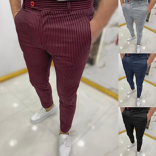 

Hombre Pantalones Chinos Pantalones jogger Bolsillo Raya Comodidad Suave Longitud total Formal Negocio Diario Ropa de calle Clásico Negro Rojo