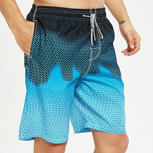 

Herre Surf shorts Badeshorts Sommer shorts Strandshorts Lomme Snørelukning Elastisk Talje Gitter / Plaid Hurtigtørrende udendørs Ferie I-byen-tøj Boheme Hawaiiansk Blå