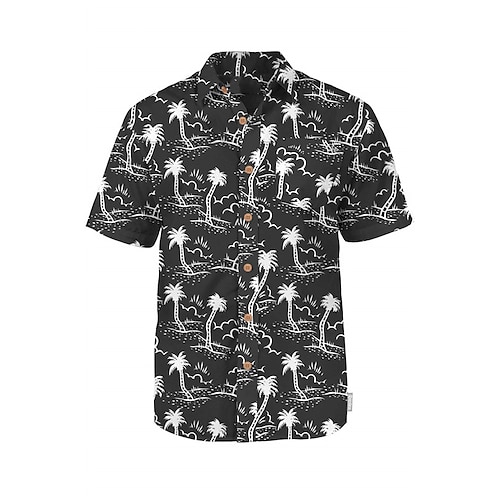 

Men's Shirt Summer Hawaiian Shirt Coconut Tree Graphic Prints Turndown Black Outdoor Street Short Sleeves Button-Down Print Clothing Apparel Tropical Fashion Hawaiian Designer