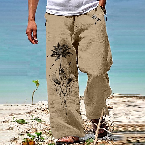 

Per uomo Pantaloni Pantaloni estivi Pantaloni da spiaggia A cordoncino Vita elastica Gamba dritta Albero di cocco Stampe astratte Comfort Informale Giornaliero Per eventi Streetwear Hawaiano Bianco