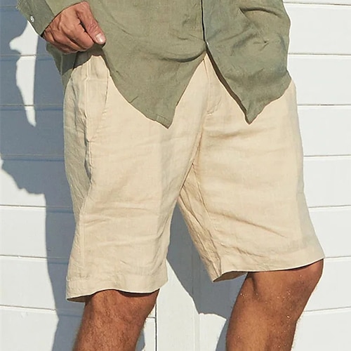 

Homens Calção Shorts de linho Shorts de verão Shorts de praia Short plissado Com Cordão Cintura elástica Tecido Respirável Macio Curto Casual Diário Feriado Misto de Algodão e Linho Roupa de rua