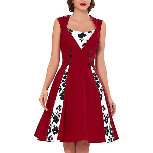 

Audrey Hepburn Retro Antiguo 1950s Vestido swing Vestido acampanado Mujer Disfraz Cosecha Cosplay Casual Diario Vestido Mascarada