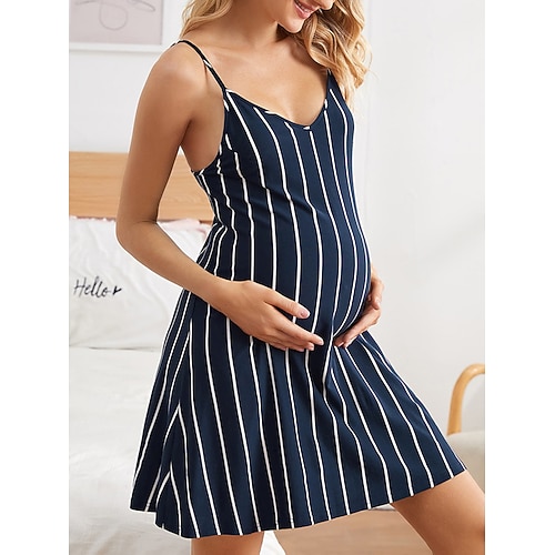 

baby shower da donna abito maglione maternità abito maglione casual abito maglione estivo abito maglione antiscivolo mini abito maglione a righe senza maniche stampa senza schienale cinturino basic