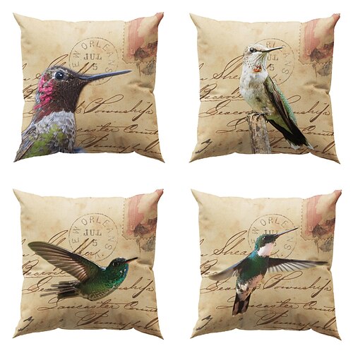 

humming bird dobbel side putetrekk 4 stk fjærmykt dekorativt firkantet putetrekk putetrekk for soverom stue sofa sofa stol maskinvaskbar