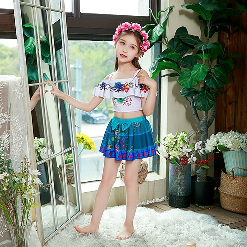 

2 pezzi Bambino Da ragazza Floreale Gonna e camicia Impostato Manica corta Di tendenza Esterno 3-7 anni Primavera Bianco Rosso Blu
