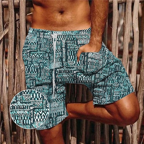 

Homens Calção Shorts de verão Shorts de praia Shorts de malha Shorts largos Bolsos Com Cordão Cintura elástica Estampas Abstratas Conforto Respirável Curto Casual Diário Feriado Misto de Algodão