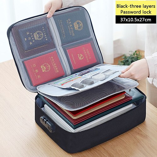 

Multi-Function Box File Passport Sorting Password Package Thickened Document Storage Bag household Multi-Layer Large-Capacity