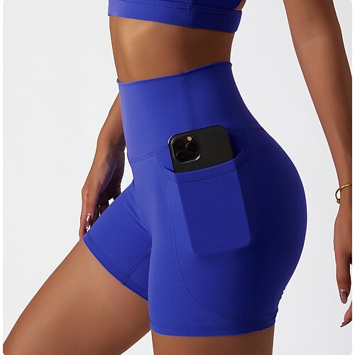 

Per donna Pantaloncini da motociclista Leggings corti Tasche laterali con tasca per telefono Fasciante in vita Sollevamento dei glutei Vita alta Yoga Fitness Allenamento in palestra Pantaloncini