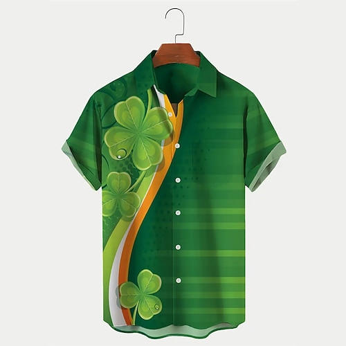 

Homme Chemise Chemise hawaïenne Imprimés Photos Fête de la St. Patrick Clover Col rabattu Vert Extérieur Plein Air Manches courtes Bouton bas Imprimer Vêtement Tenue Tropique Mode Hawaïen Design