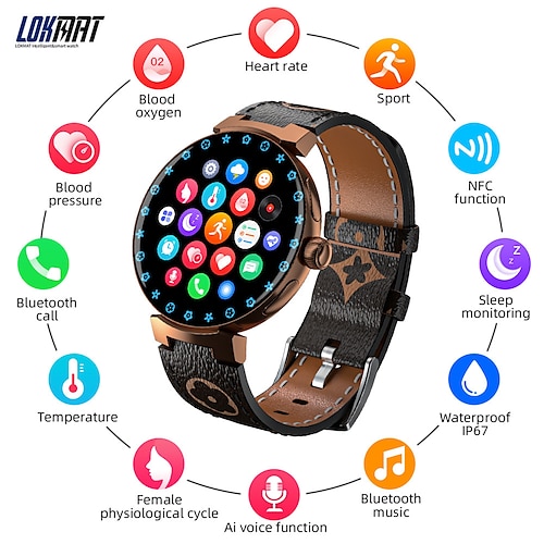 

LOKMAT TIME PRO Smart Watch 1.32 inch Smartwatch Fitness Running Watch Bluetooth Pedometer Call Reminder Activity Tracker Compatible with Android iOS Women Men Long Standby Hands-Free Calls Media