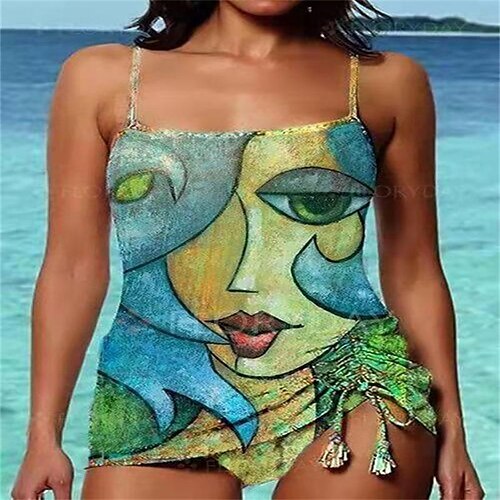 

Mujer Bañadores Tankini 2 piezas Normal Traje de baño 2 Piezas Estampado Graphic Verde Trébol Camiseta sin mangas Trajes de baño Deportes Ropa de playa Verano