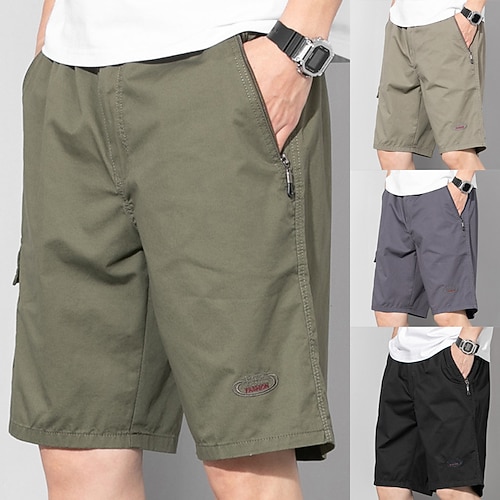 

Hombre Pantalón Corto Cargo Pantalón corto Cremallera Cintura elástica Multi bolsillo Plano Comodidad Listo para vestir Longitud de la rodilla Casual Diario Festivos 100% Algodón Básico Deportes