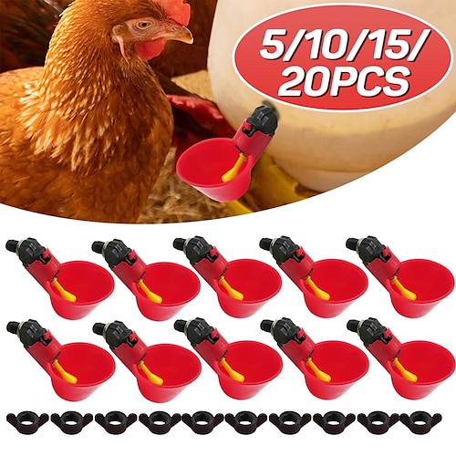 

Copos de bebedouro de frango de plástico automático, bebedor de água de plástico automático para aves, bebedor de aves com copo, tigelas de rega para aves de codorna galinha de gado