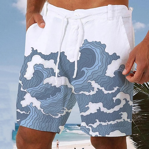 

Herren Shorts Kurze Hosen Leinenshorts Kurze Hosen Sommer-Shorts Strandshorts Kurze Hosen Kordelzug Elastische Taille Graphic Sprühen Komfort Atmungsaktiv Kurz Outdoor Täglich Strassenmode Leinen