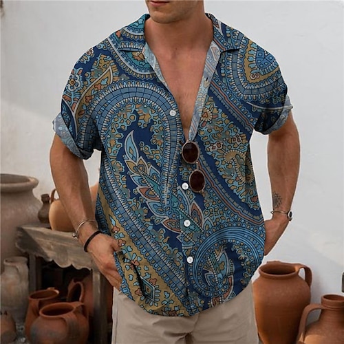 

Herren Hemd Hawaiihemd Sommerhemd Blumen Grafik-Drucke Umlegekragen Gelb Blau Fuchsie Strasse Casual Kurze Ärmel Button-Down Bedruckt Bekleidung Tropisch Boho Designer Weich