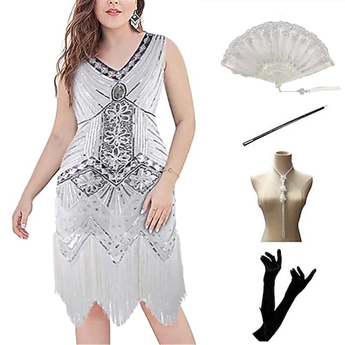 

Gatsby le magnifique Gatsby le magnifique Robe Femme Paillettes Costume Vintage Cosplay Soirée Evénement Festival Grande Taille Robe Mascarade