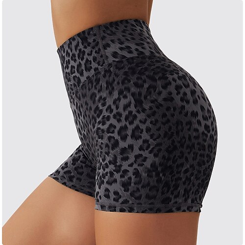 

Dame Biker Shorts Korte leggings Scrunch Butt Balleløft Mavekontrol Balleløft Høj Talje Yoga Fitness Gym Træning Shorts Underdele Leopard Gul Blå Grå Sport Sportstøj Høj Elasticitet Tynde
