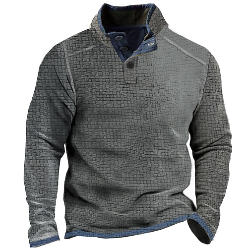 

Homme Sweat shirt Sweat Sweat à capuche boutonné Blanche Gris Clair Gris Col Mao Ecossais Sport Loisir du quotidien Des sports 3D effet basique Vêtement de rue Décontractées Printemps Automne