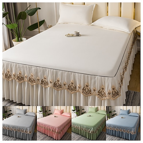 

New machine washable washing bed skirt original cotton burst bed skirt embroidery bed skirt