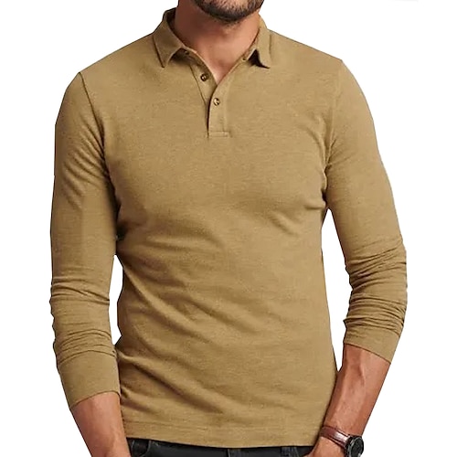 

Per uomo Polo Camicia da golf Golf Esterno Ufficio Classico Manica lunga Essenziale Informale Liscio Pulsante Primavera estate Verde scuro Kaki Polo