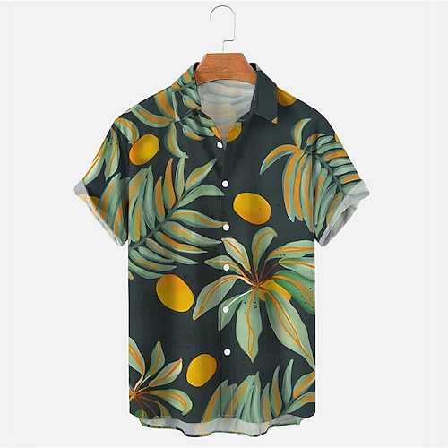 

Men's Shirt Summer Hawaiian Shirt Graphic Prints Leaves Turndown Dark Green Street Casual Short Sleeves Button-Down Print Clothing Apparel Tropical Sports Streetwear Designer