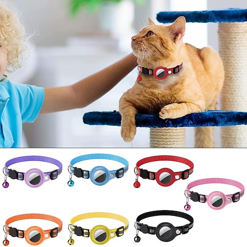 

Pet GPS Tracker For Airtag Case Collar for Cat with Protective Case Anti Lost Locator Tracker Dog Accessories Reflective Pet Collars
