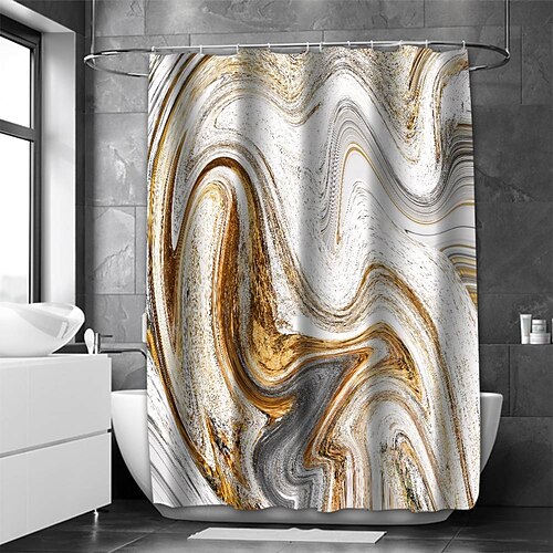 

Shower Curtain with Hooks,Marble Pattern Abstract Art Fabric Home Decoration Bathroom Waterproof Shower Curtain with Hook Luxury Modern