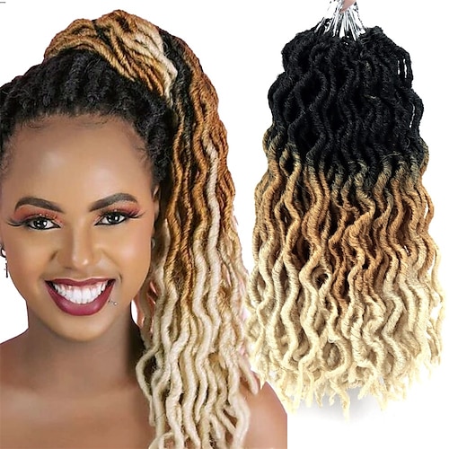 

14 pouces déesse faux locs cheveux au crochet 6 packs / lot locs gitans doux tresses au crochet ondulées dreadlocks 3 tons bouclés torsion ondulée tressage extensions de cheveux tresse de racines