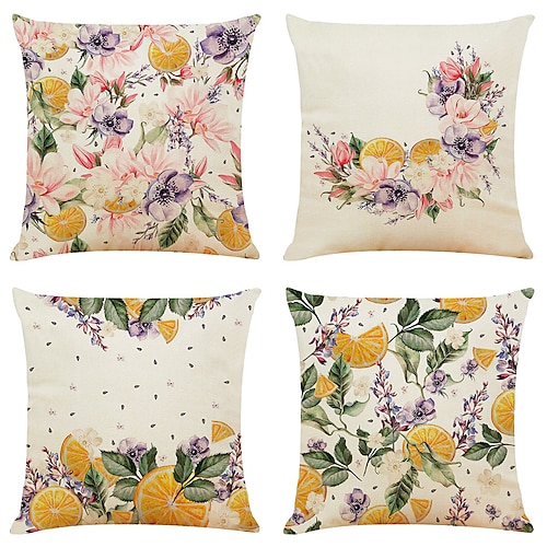 

dobbel side blomsterputetrekk 4 stk appelsinskive myk dekorativ firkantet putetrekk putetrekk for soverom stue sofa sofa stol overlegen kvalitet maskinvaskbar