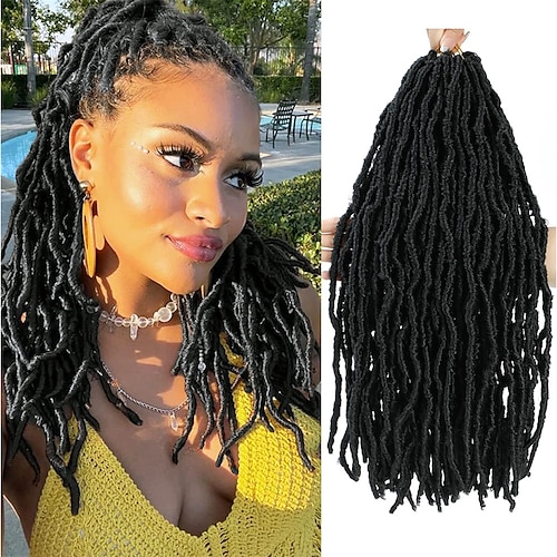 

Locs sintéticos de cabelo de crochê de deusa de 18 polegadas 7 pacotes de cabelo de crochê macios pré-laçados de crochê locs extensões de cabelo macios falsos locs tranças de crochê para mulheres