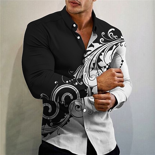 

Homme Chemise Floral Imprimés Photos Col rabattu Blanche Rose Claire Bleu Kaki Extérieur Plein Air manche longue Bouton bas Imprimer Vêtement Tenue Sportif Mode Vêtement de rue Design