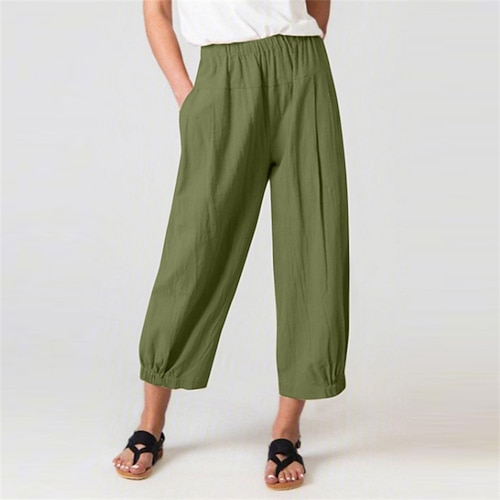 

Dame Slacks Sort Mørkegrå Grøn Afslappet Afslappet Ankel-længde Bekvem Ensfarvet S M L XL 2XL