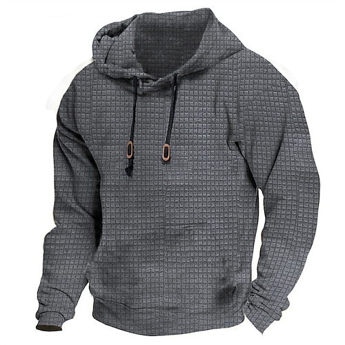 

Hombre Sudadera Negro Gris Con Capucha Plano Bolsillo delantero Deporte Diario Deportes Básico Design Casual Primavera Otoño Ropa Sudaderas con capucha Sudaderas